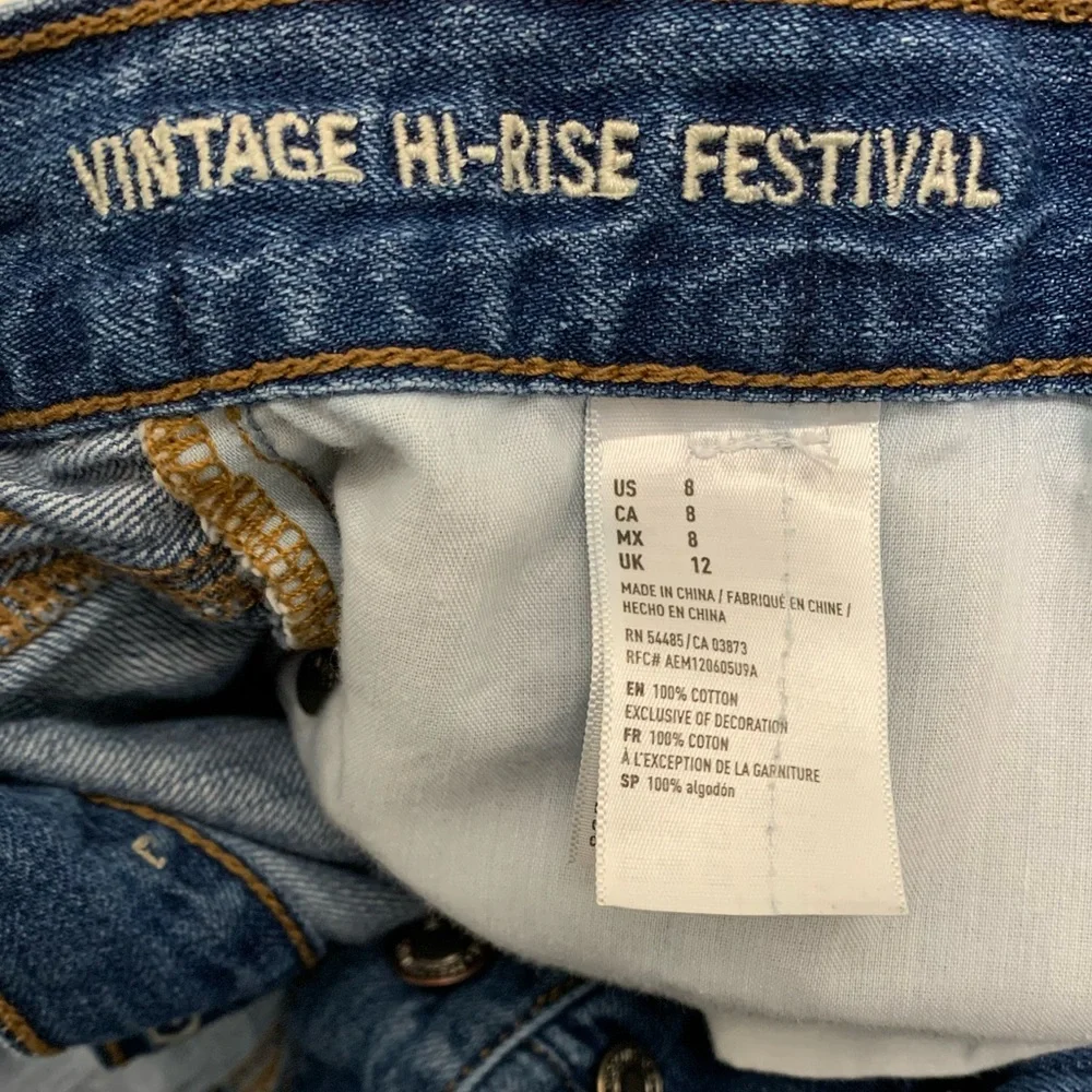 American Eagle Vintage Hi Rise Festival Destroyed Jean Shorts 8